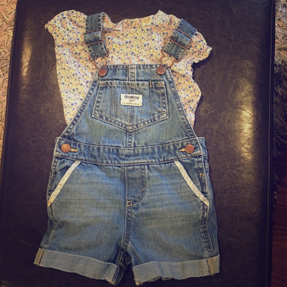 OshKosh B’Gosh shortalls & bodysuit set 18 mo